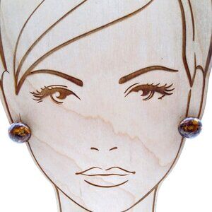 Vintage Amber Dome Earrings, Basic Button Screw Backs